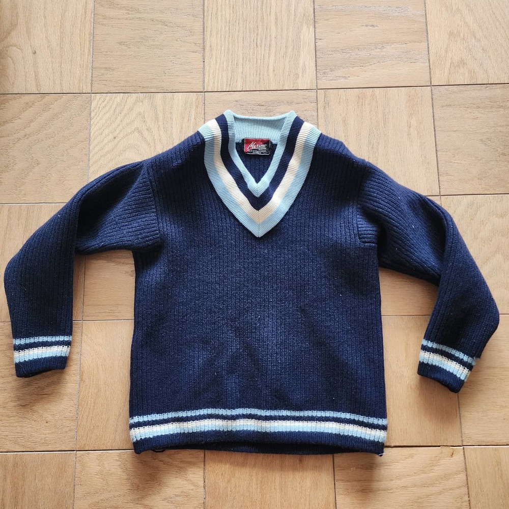 Vintage Copenhagen Denmark Blue Merino Wool Sweater Women's S